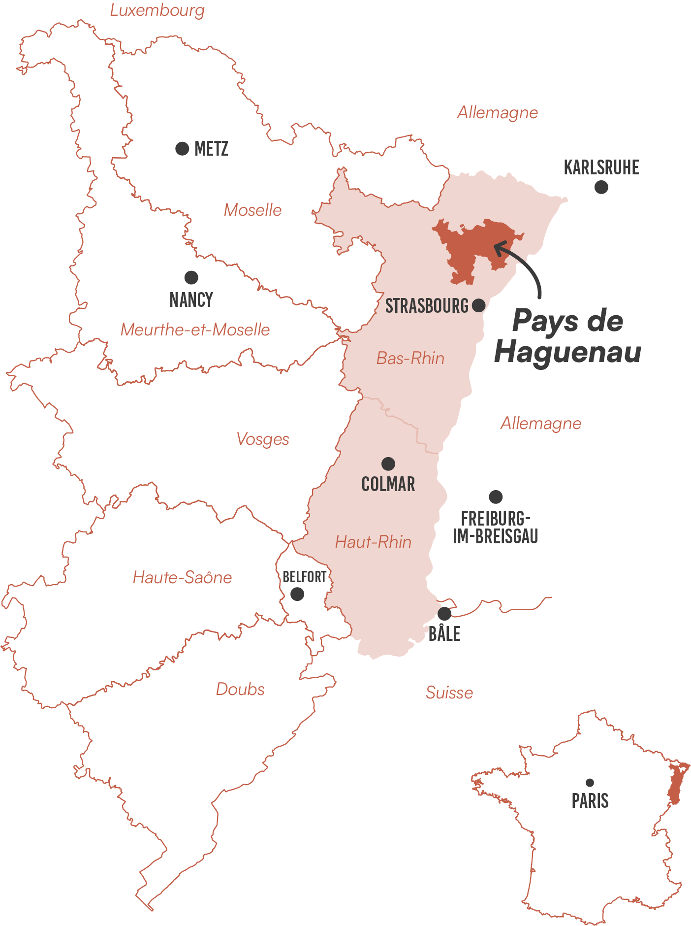 Carte de situation du Pays de Haguenau en Alsace